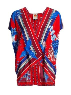 Farm Rio Macaw Scarf red 
Blouse size medium.